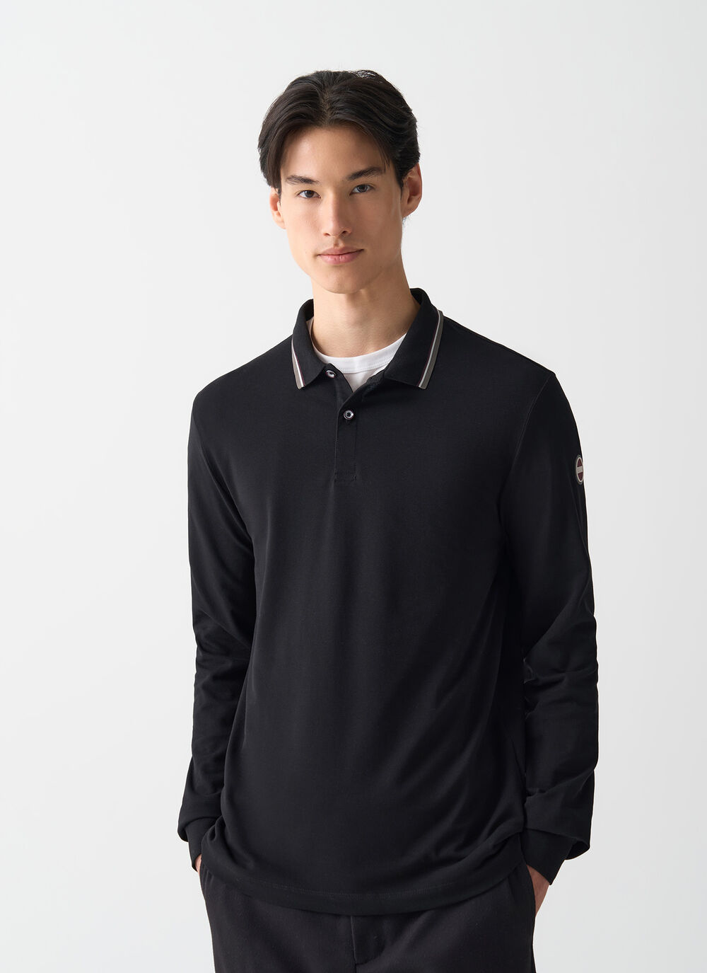 Long-sleeved tricolour polo shirt image number 0