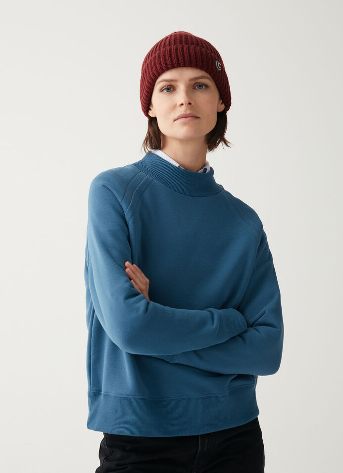 Rundhals-Sweatshirt mit hohem Kragen
