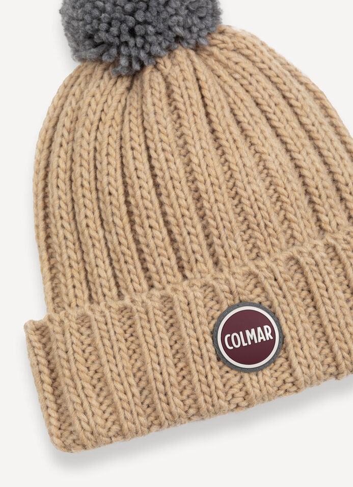 Unisex rib-knit hat with pom-pom image number 4