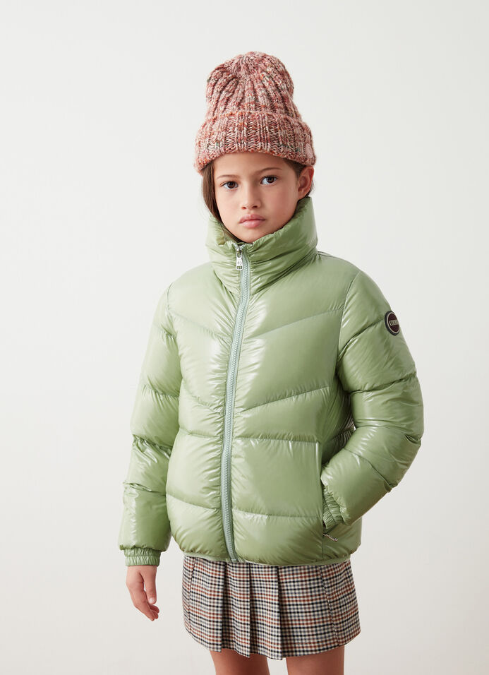 Super-glossy down jacket with padded collar image number 1