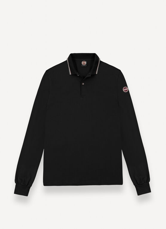 Long-sleeved tricolour polo shirt
