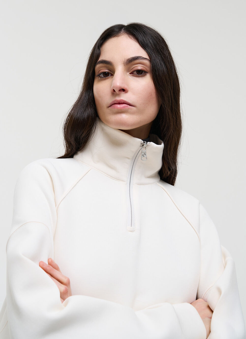 Cropped half-zip sweatshirt image number 2