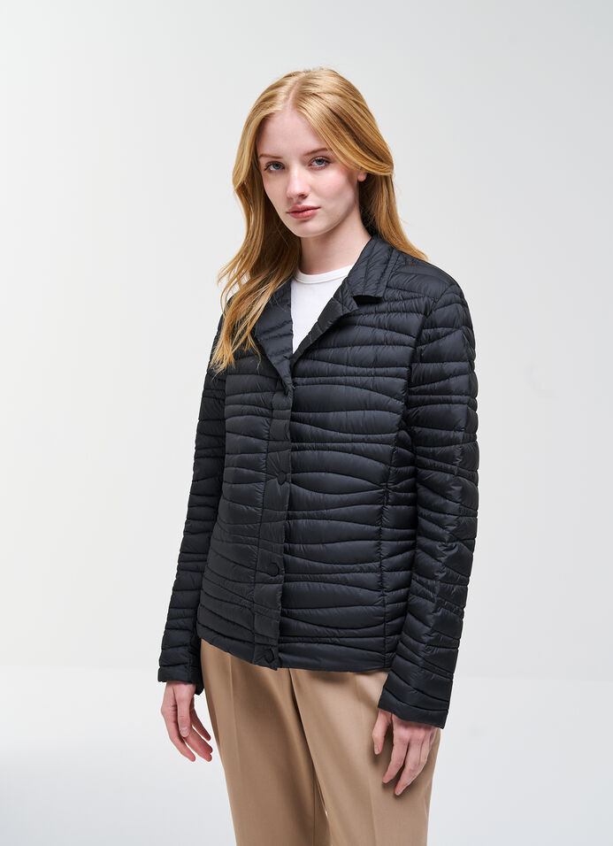 Down-padded blazer with wavy quilting image number 1