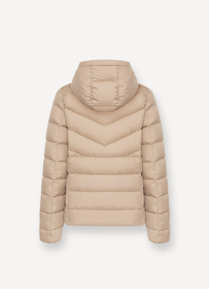 Down jacket with fixed hood in matt fabric image number 5