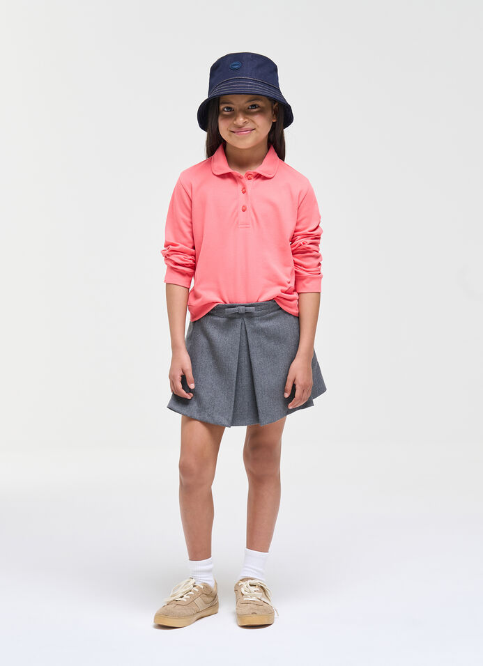 Long-sleeve piqu&eacute; polo shirt