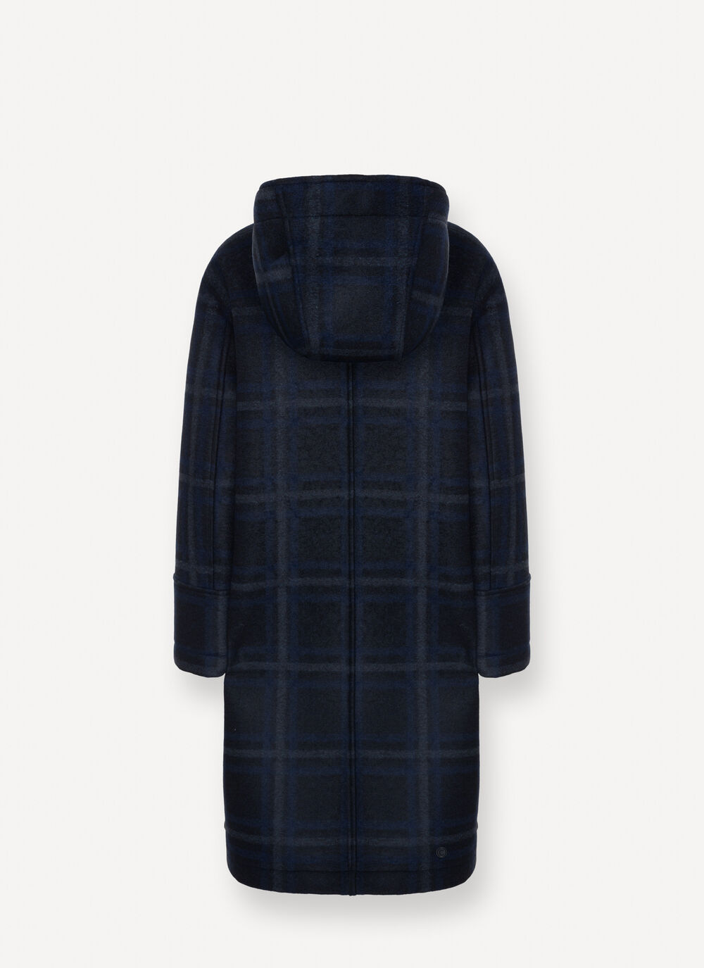 Long check hooded coat image number 5