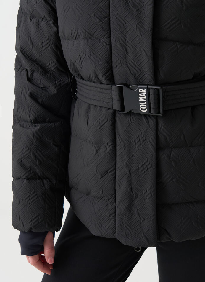 Embossed padded ski jacket with faux fur image number 2