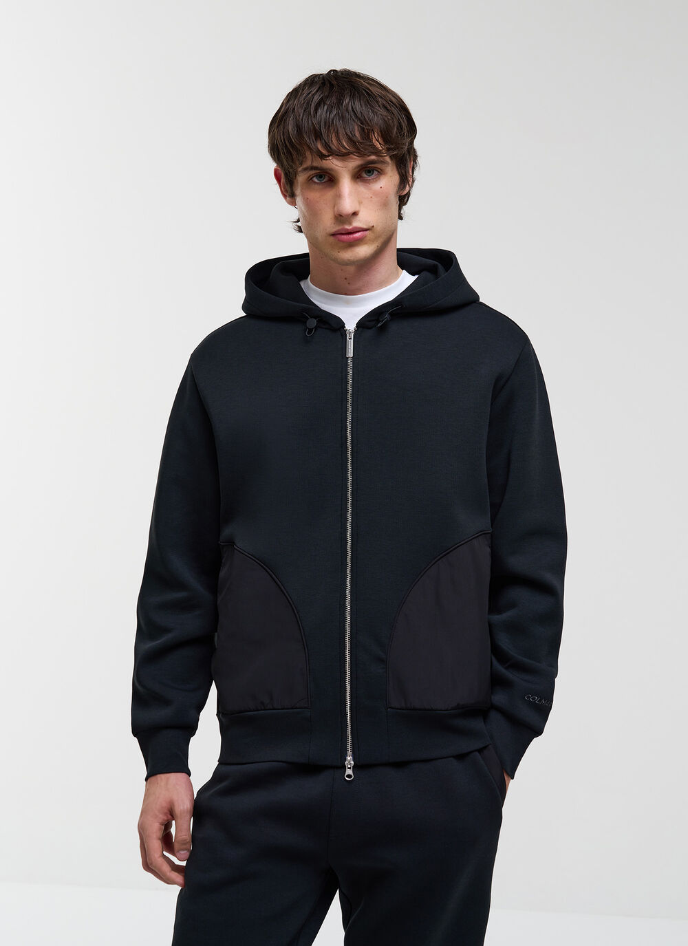 Hooded sweatshirt with nylon inserts image number 1