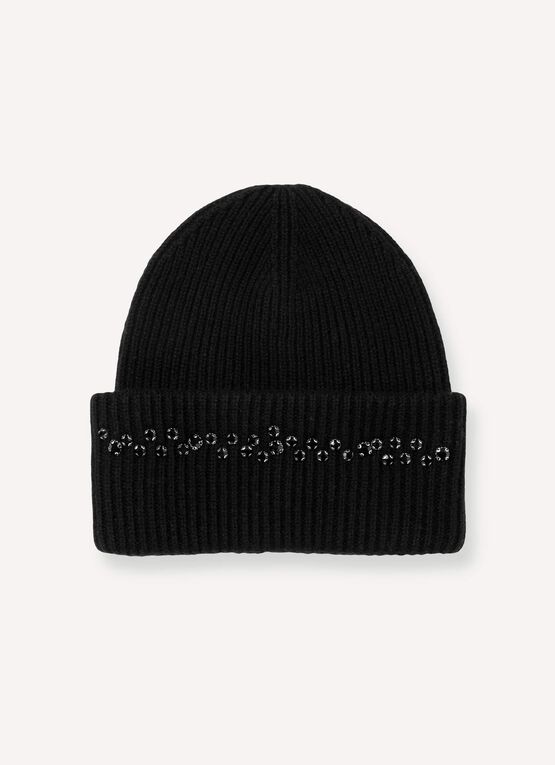 Women's virgin wool hat with rhinestones
