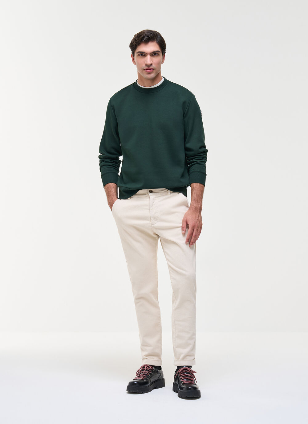 Cotton crew-neck sweatshirt image number 1