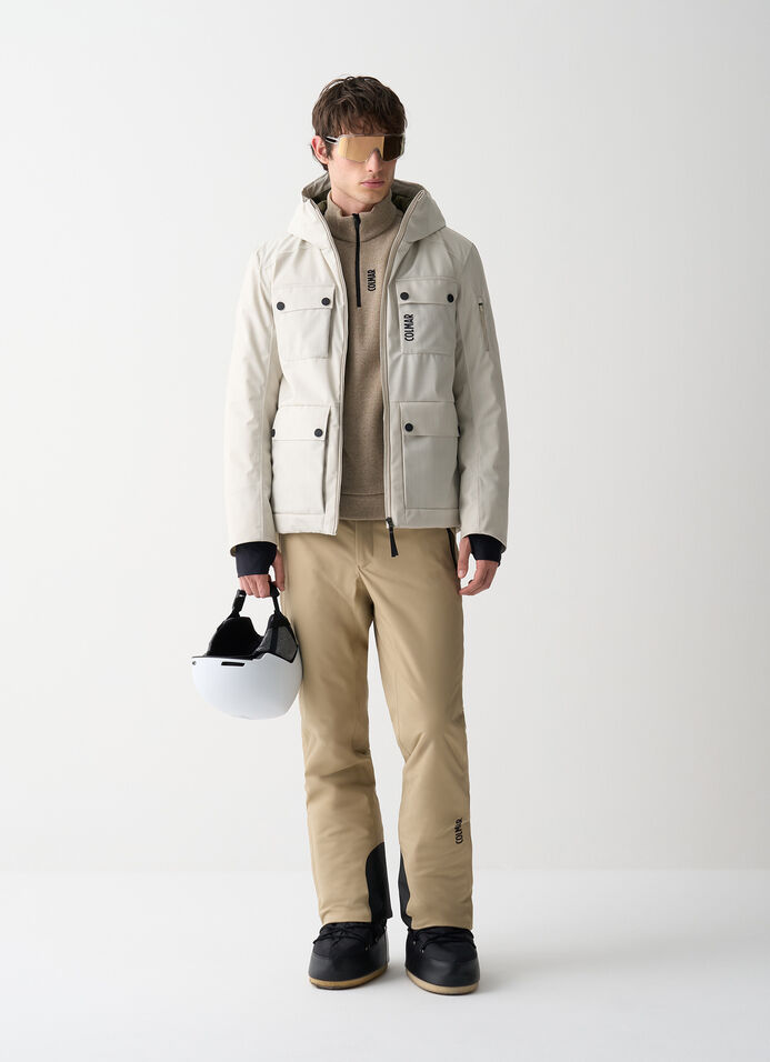 Pinstripe fabric ski jacket image number 0