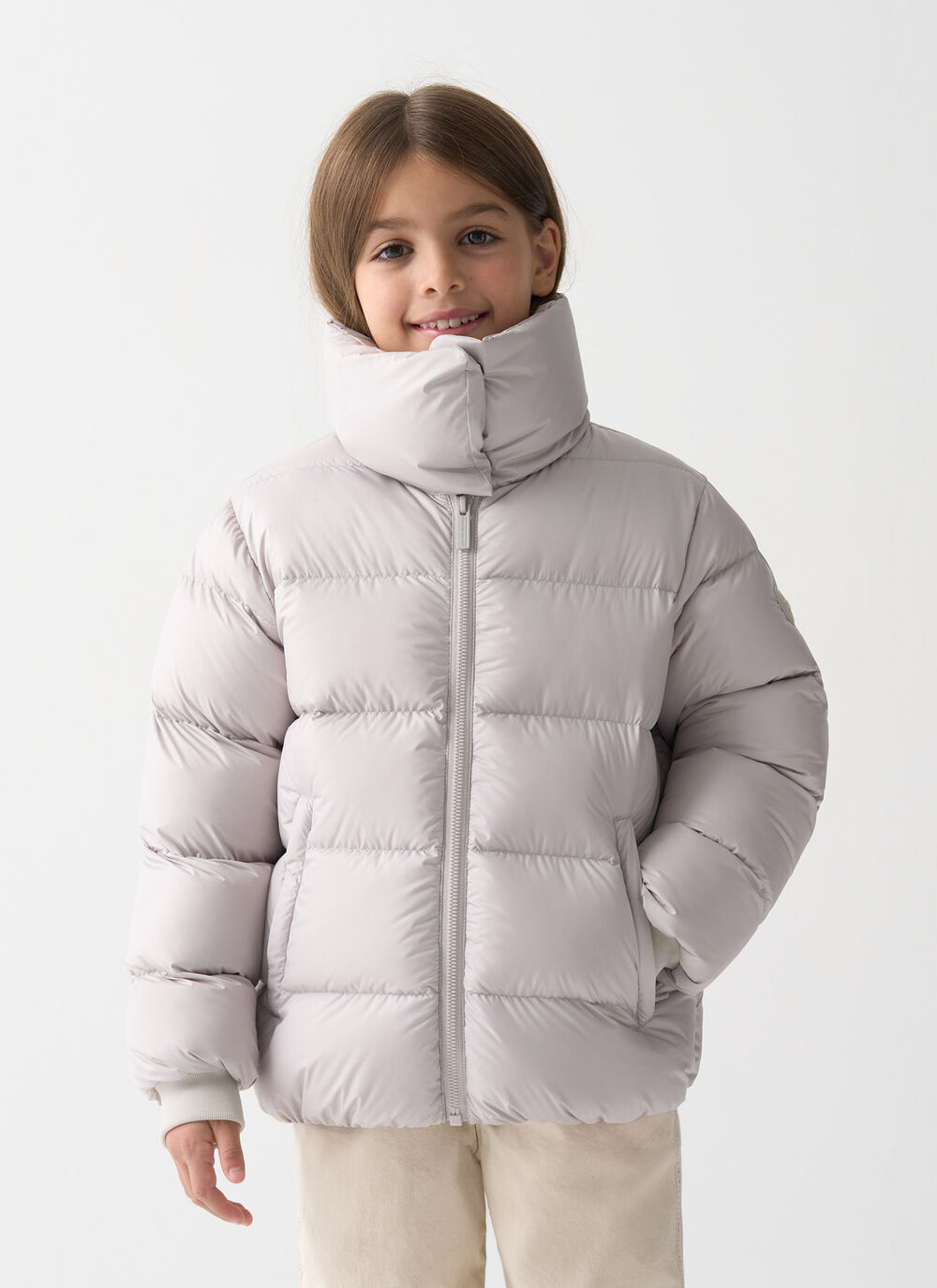 Down jacket with high collar image number 1