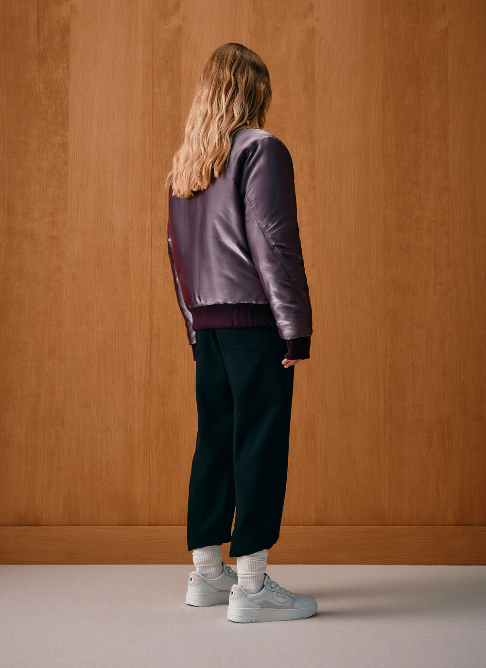 Iridescent satin bomber jacket image number 3