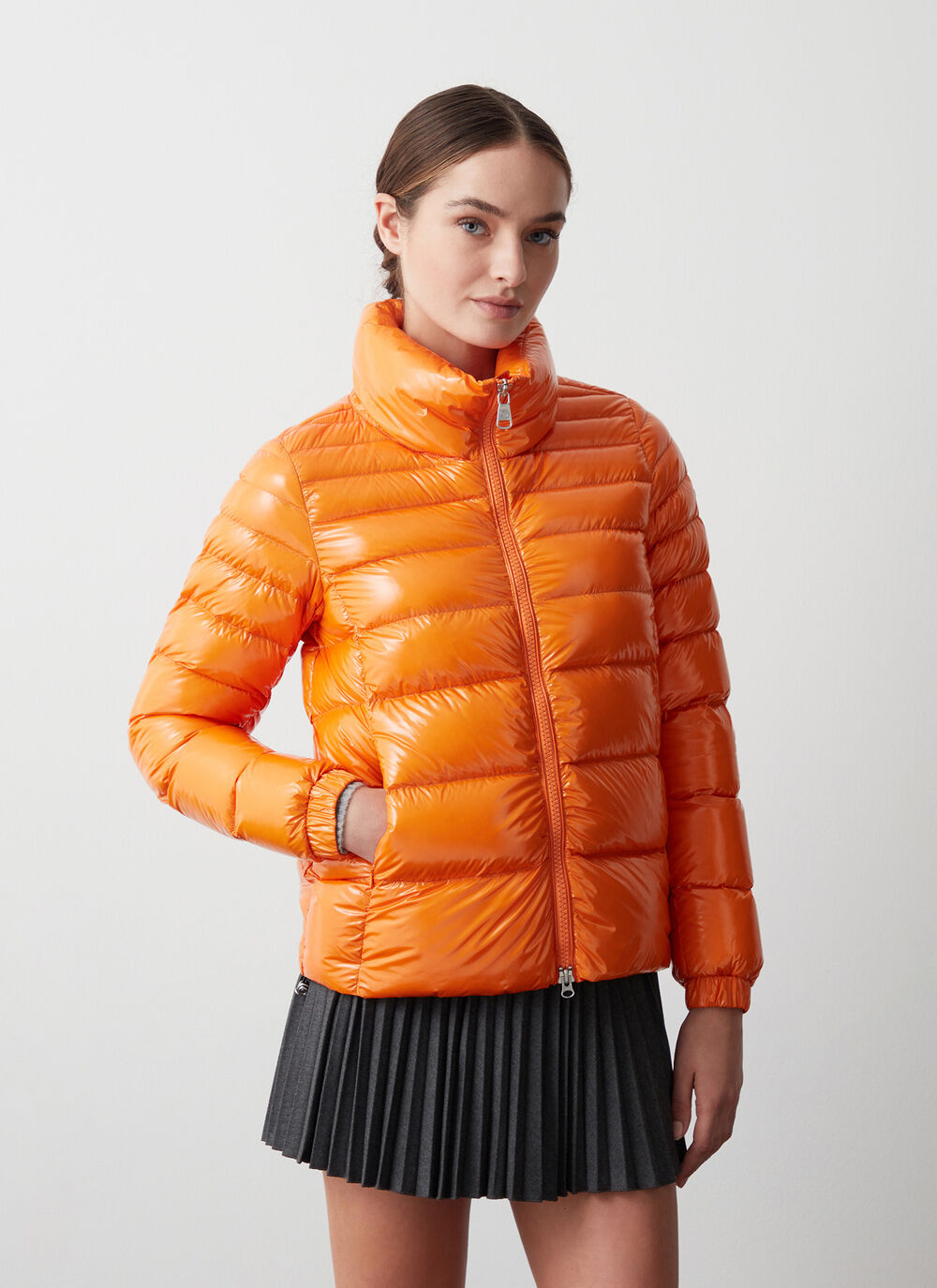 Super-glossy down jacket with drawstring image number 1