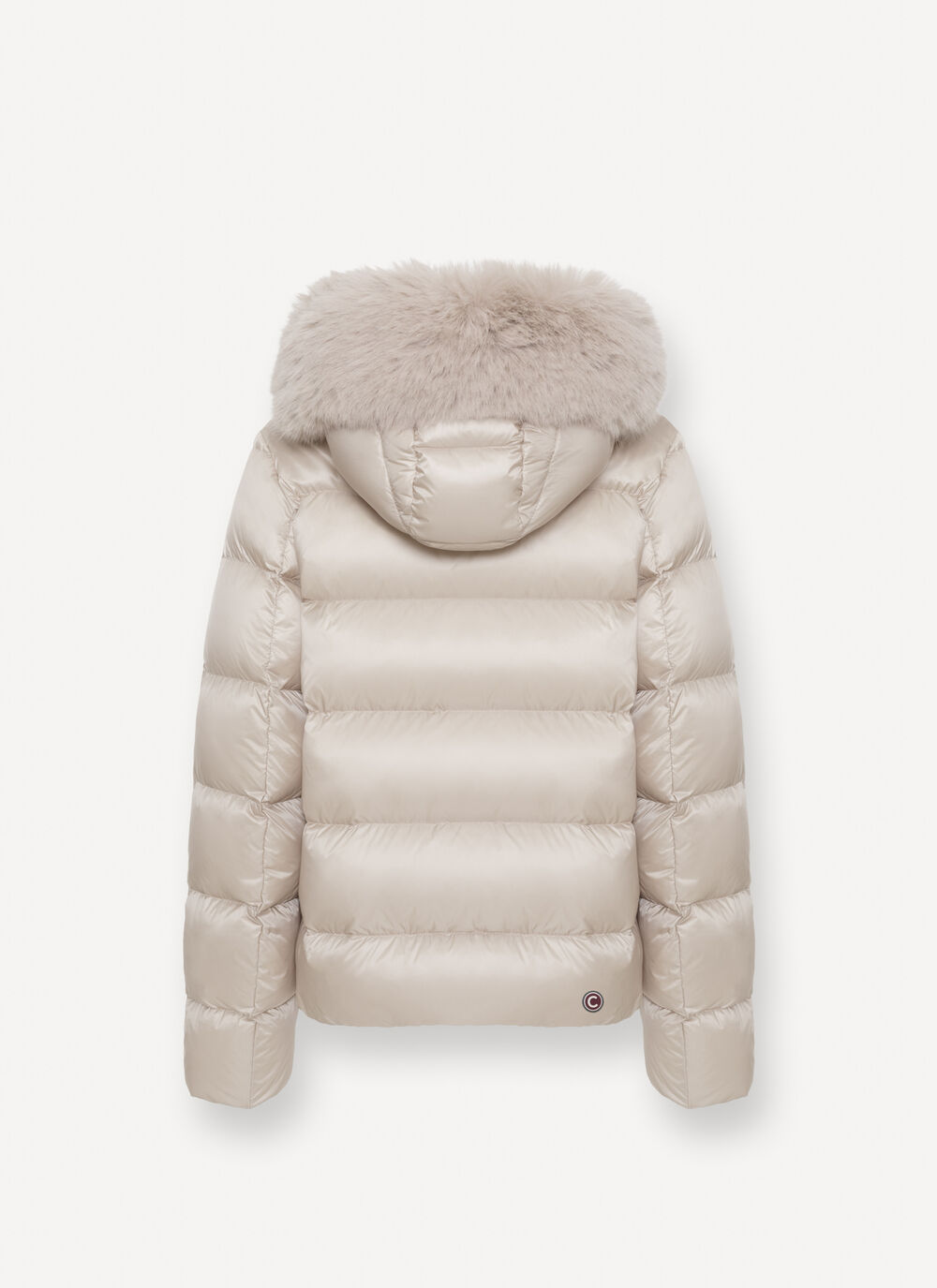 Turtle neck down jacket with faux fur image number 5