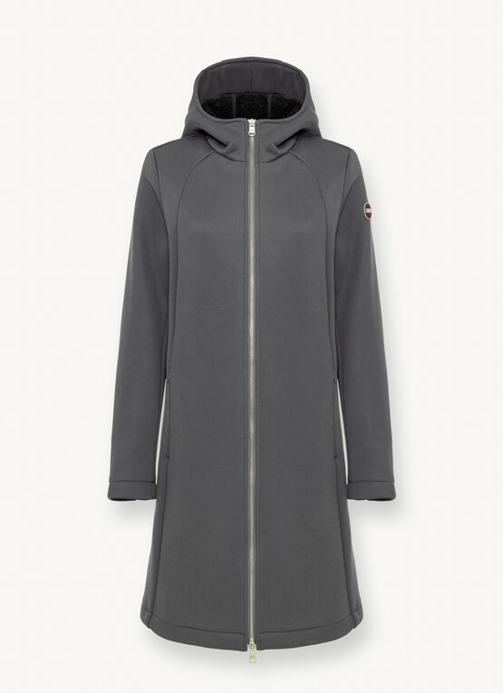 Unpadded wool coat with hood 