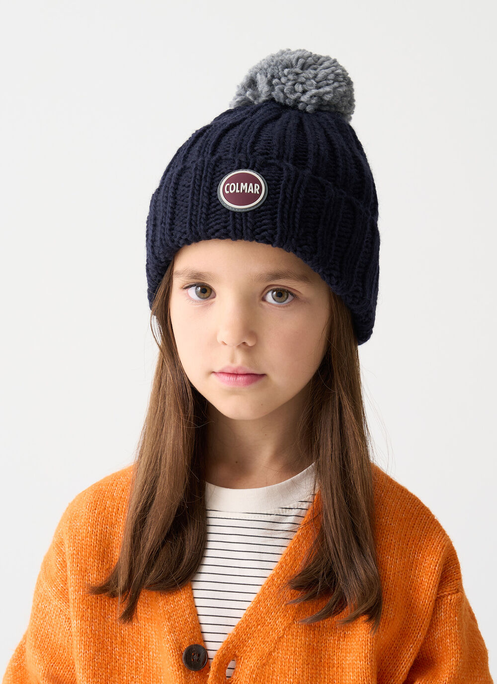 Unisex rib-knit hat with pom-pom image number 0