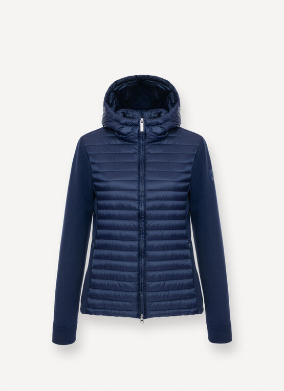 Chaqueta h&iacute;brida guateada con capucha