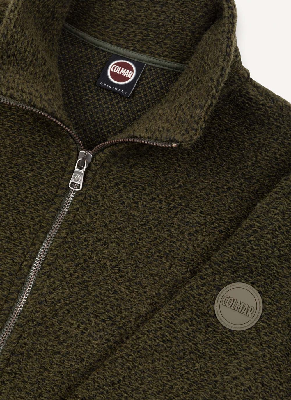 Zip-up wool sweatshirt with knit effect image number 5