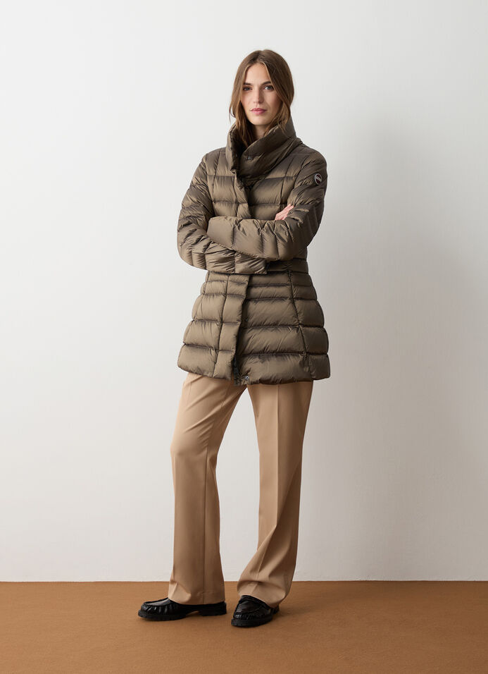 Fitted down jacket with zip and buttons image number 1