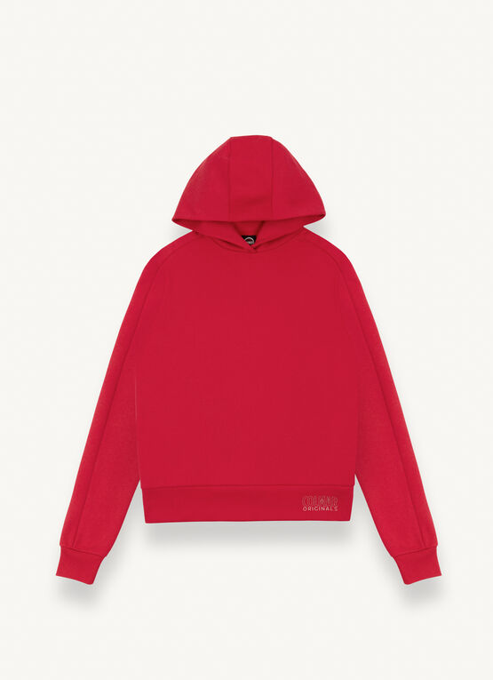 Sweatshirt with ribbed hood and cuffs