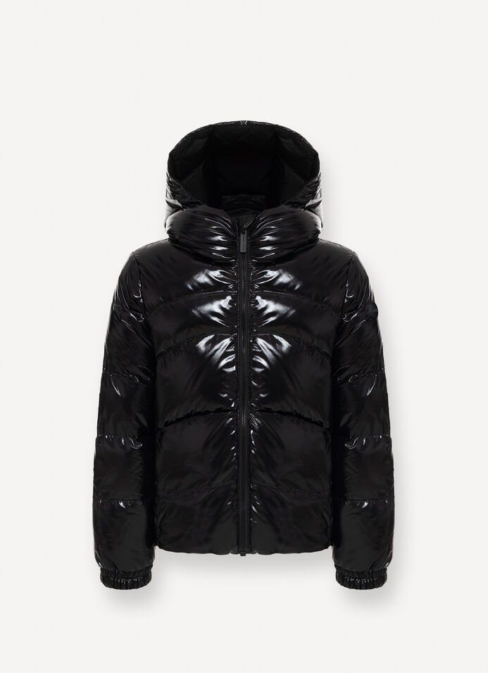 Glossy hooded down jacket image number 4
