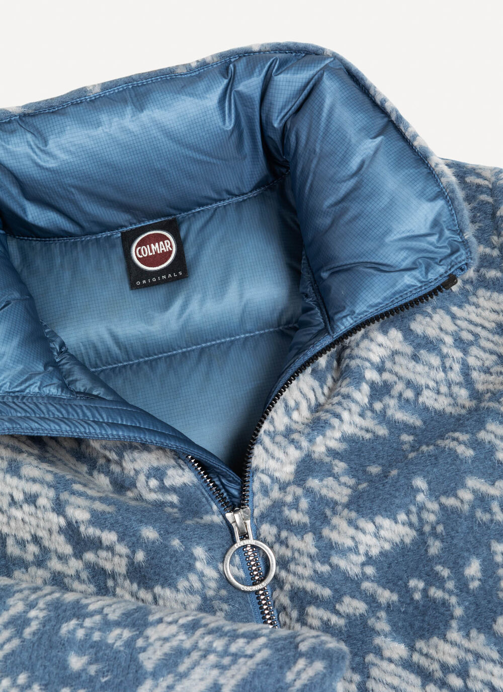 Jacquard down jacket with enveloping collar image number 5