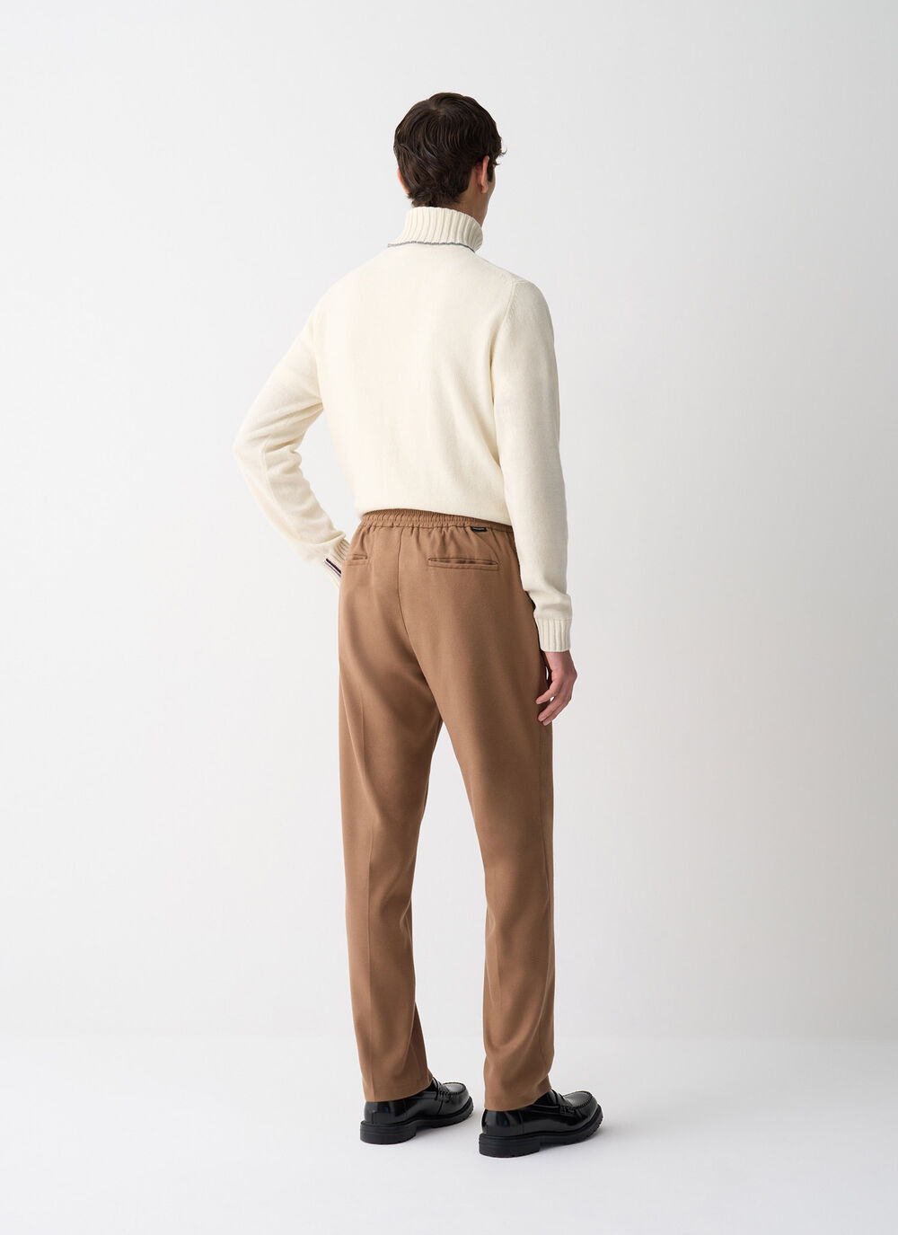 Wool-effect trousers with drawstring image number 3