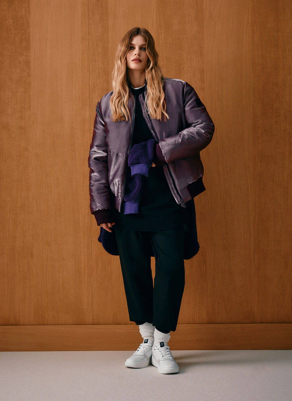 Iridescent satin bomber jacket image number 0