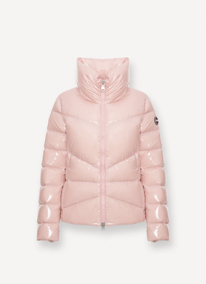 Super-glossy down jacket with padded collar image number 4