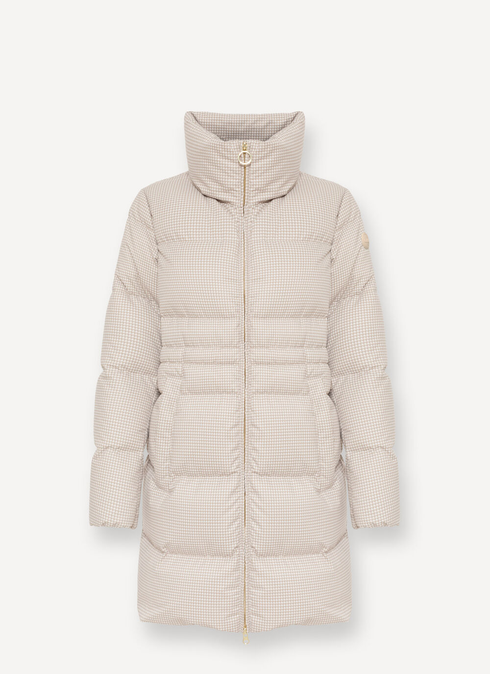 Houndstooth-print down jacket with high collar image number 4