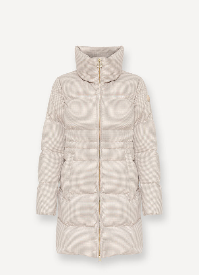 Houndstooth-print down jacket with high collar image number 4