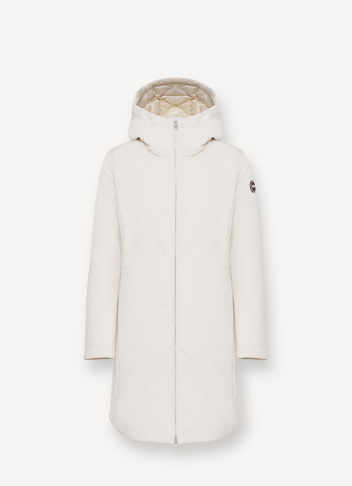 Long down jacket in waterproof fabric image number 4