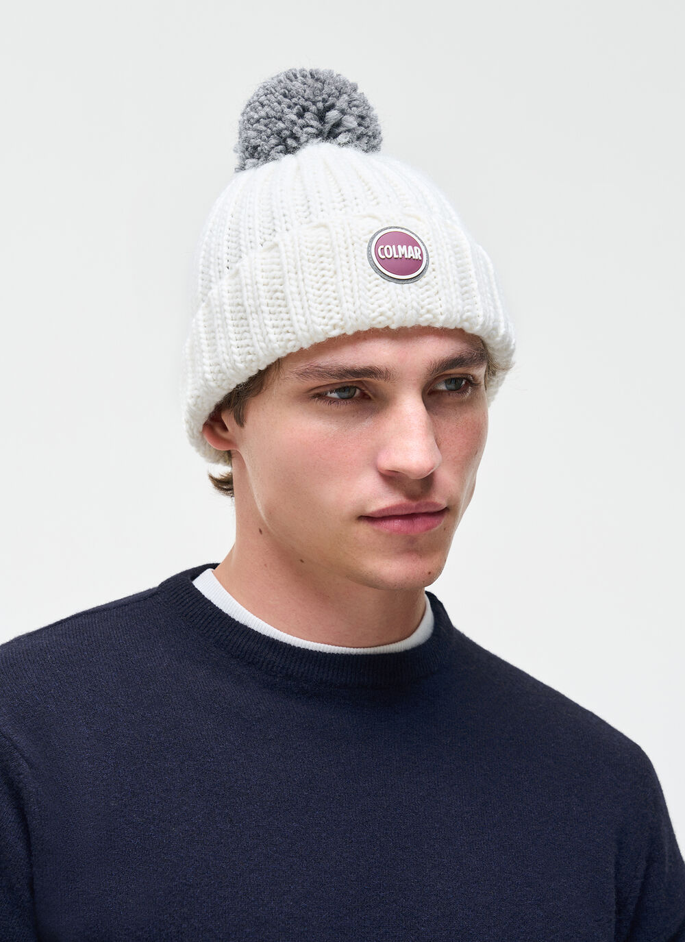 Unisex rib-knit hat with pom-pom image number 0