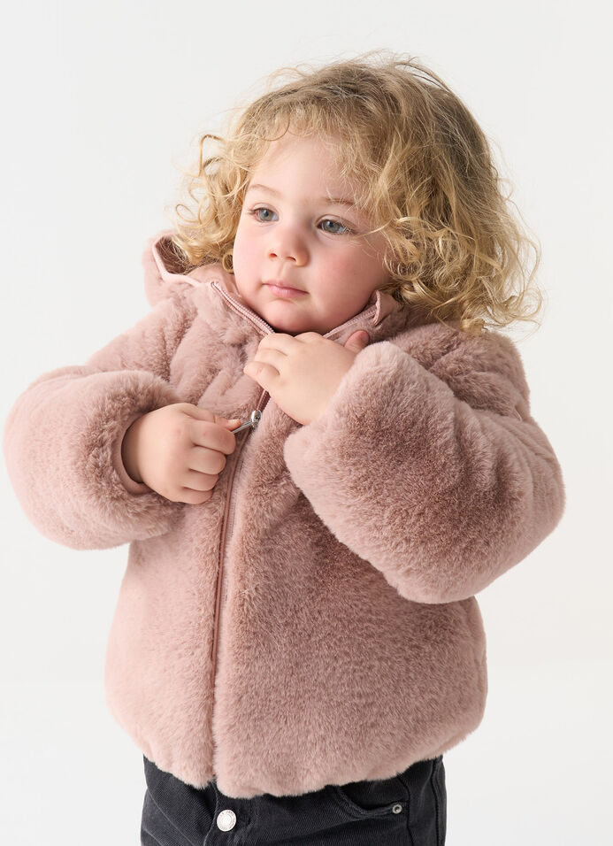 Faux fur down jacket, 6–36 months image number 2