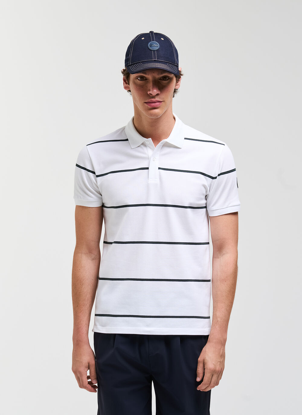 Striped piqu&eacute; polo shirt  image number 0