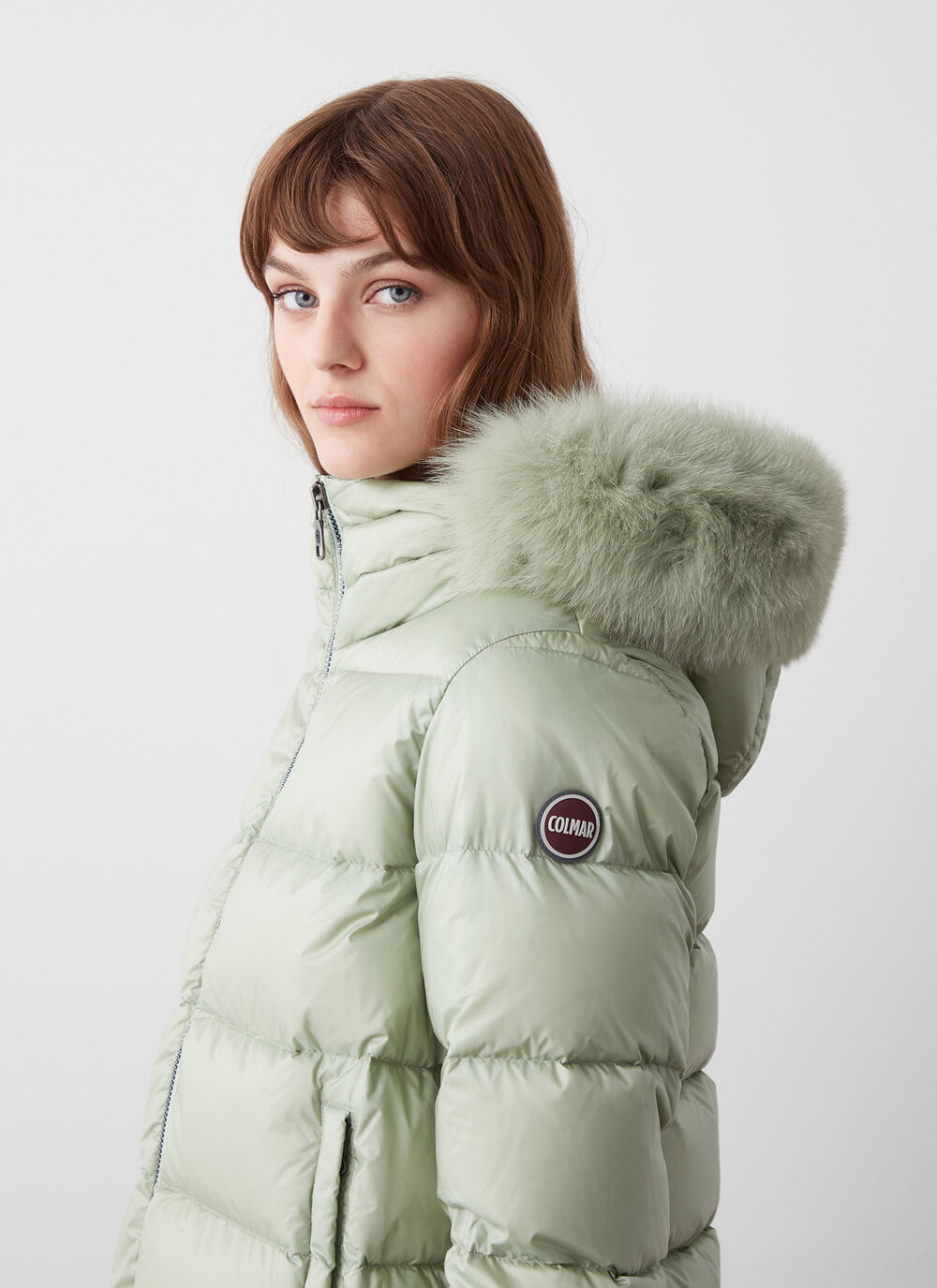 Down jacket with detachable faux fur hood image number 2