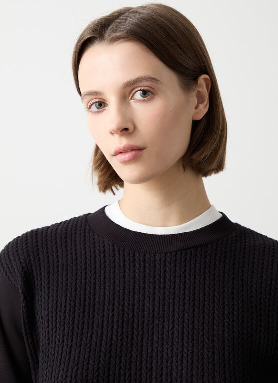 Cable-knit crew-neck sweatshirt