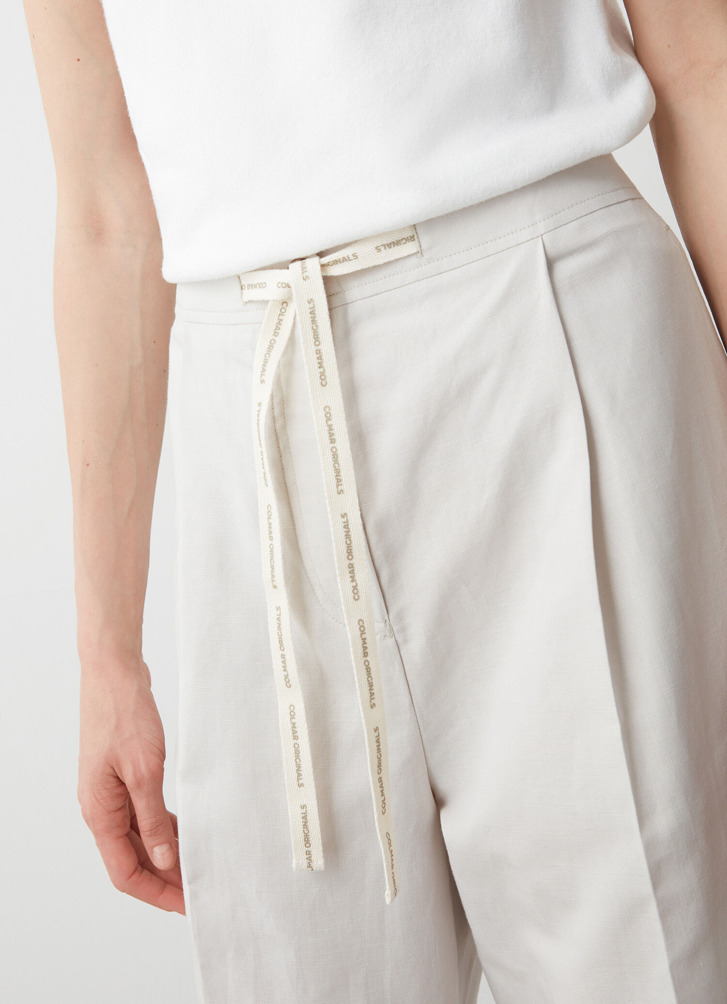 パンツ COLMAR Women Straight Pants 9278R 1YH 219 Beige Linen trousers - PORCELAIN BEIGE | Colmar