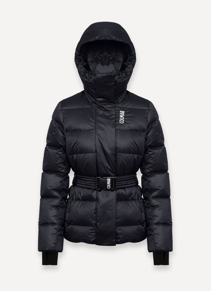 Glossy padded ski jacket with belt image number 4