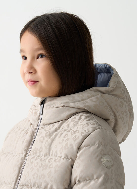Daunenjacke mit Animal-Motiv und Kapuze