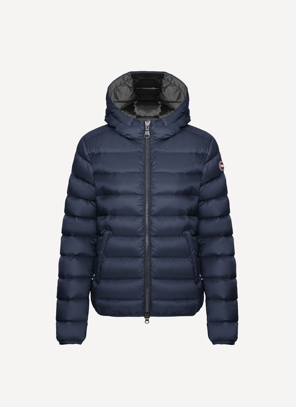 Short down jacket with attached hood image number 4
