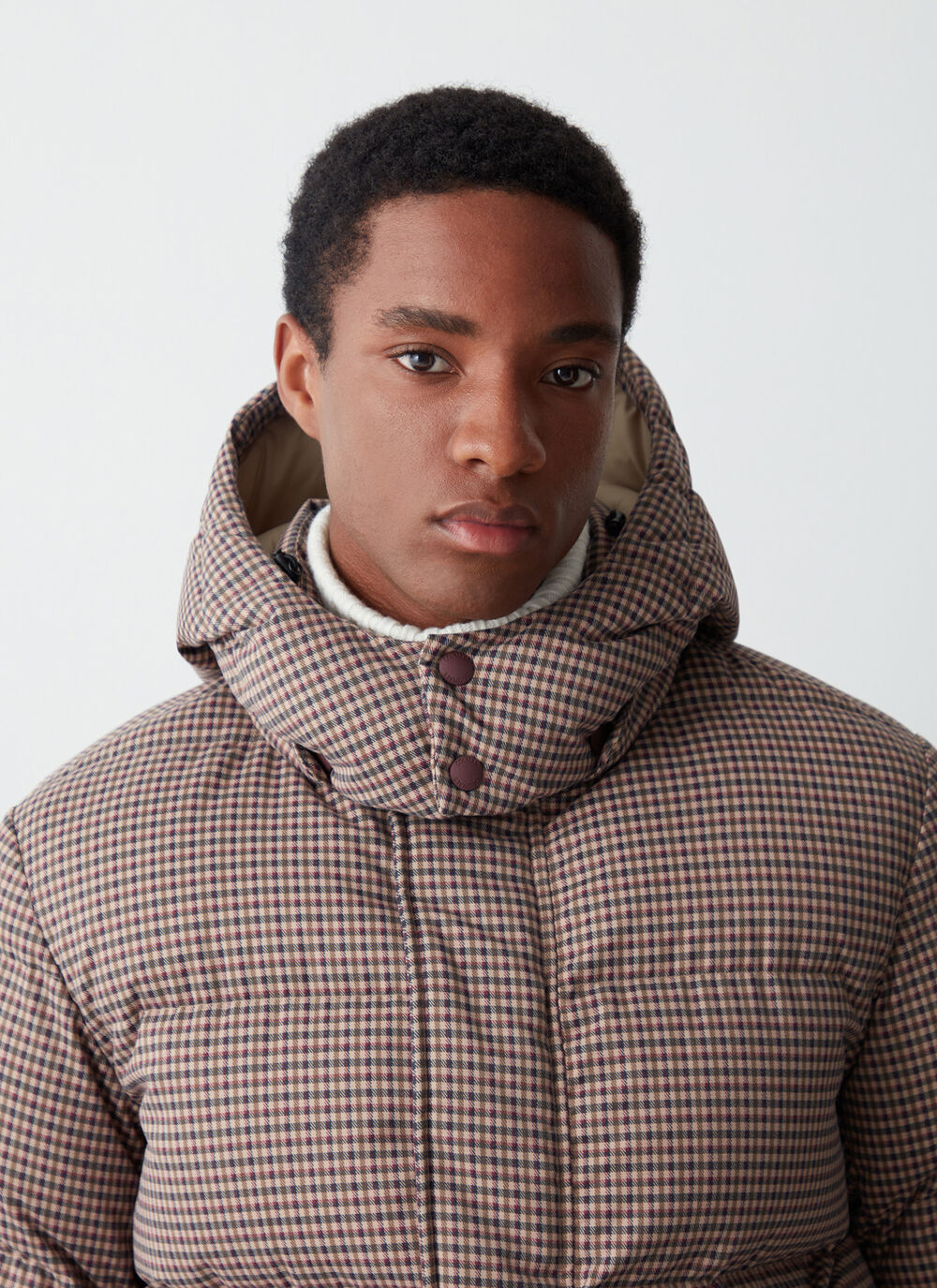 Down jacket with wool-effect print image number 2