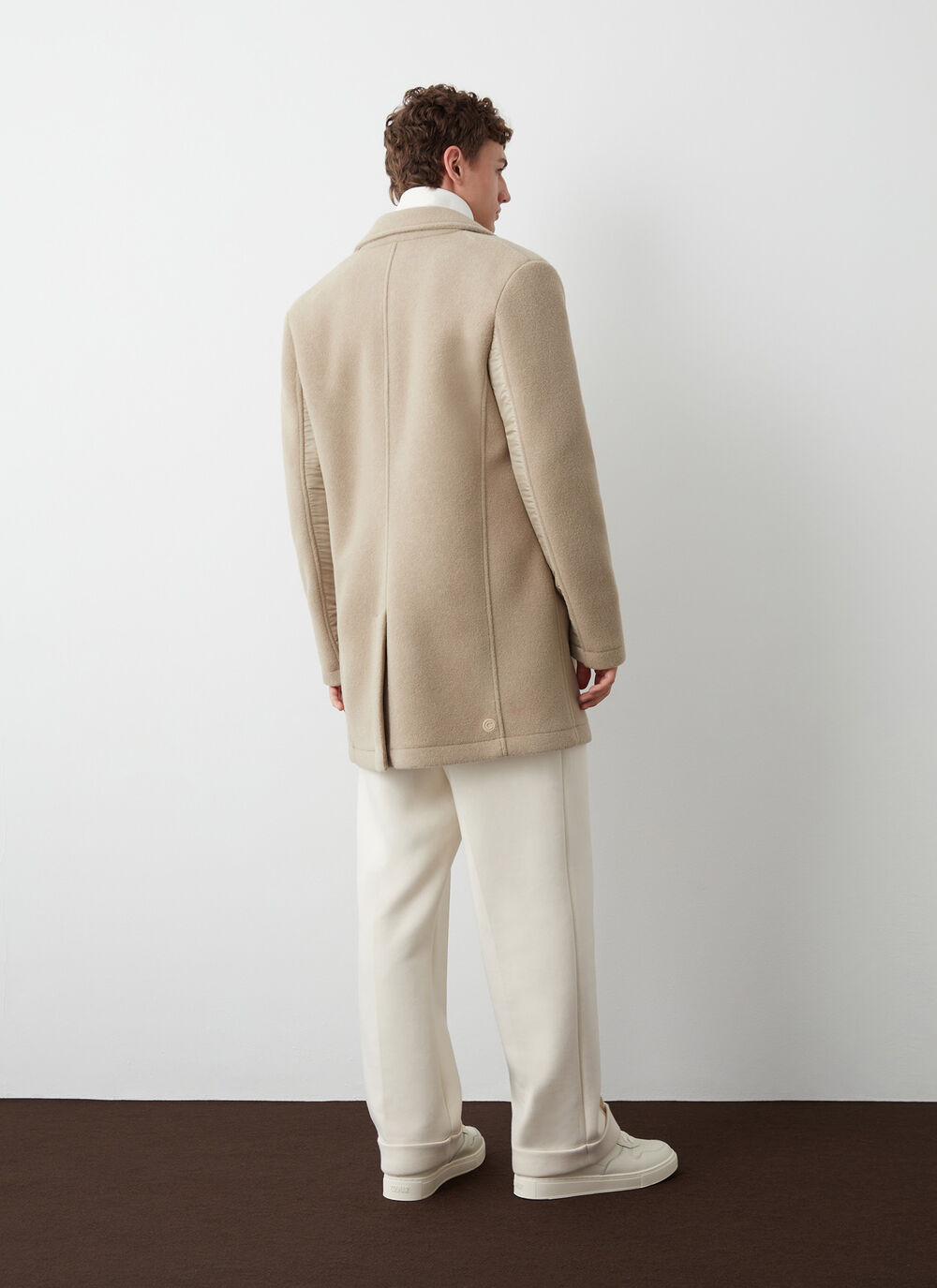 Wool cloth coat with nylon inserts  image number 1