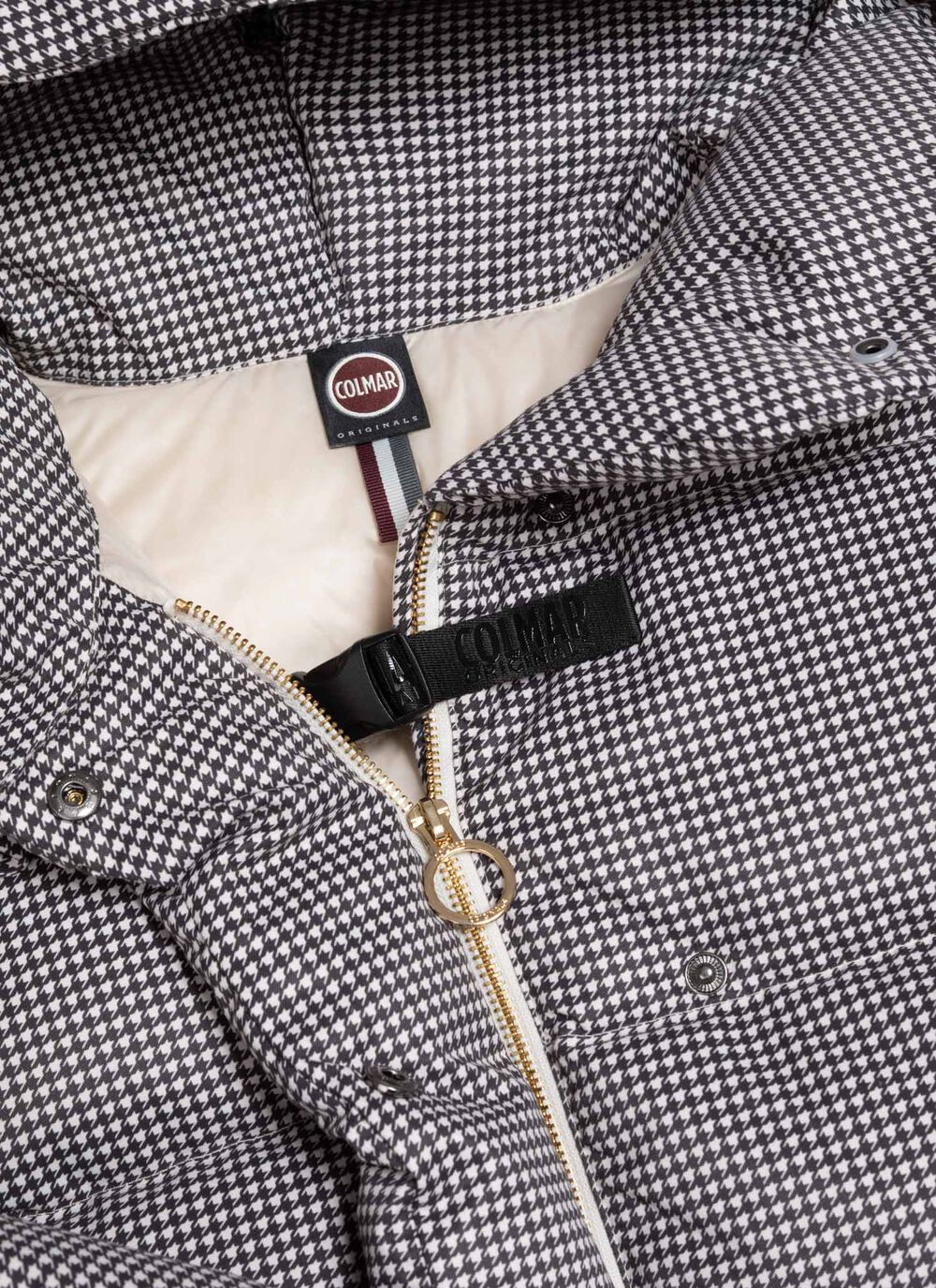 Houndstooth down jacket with maxi-hood image number 6