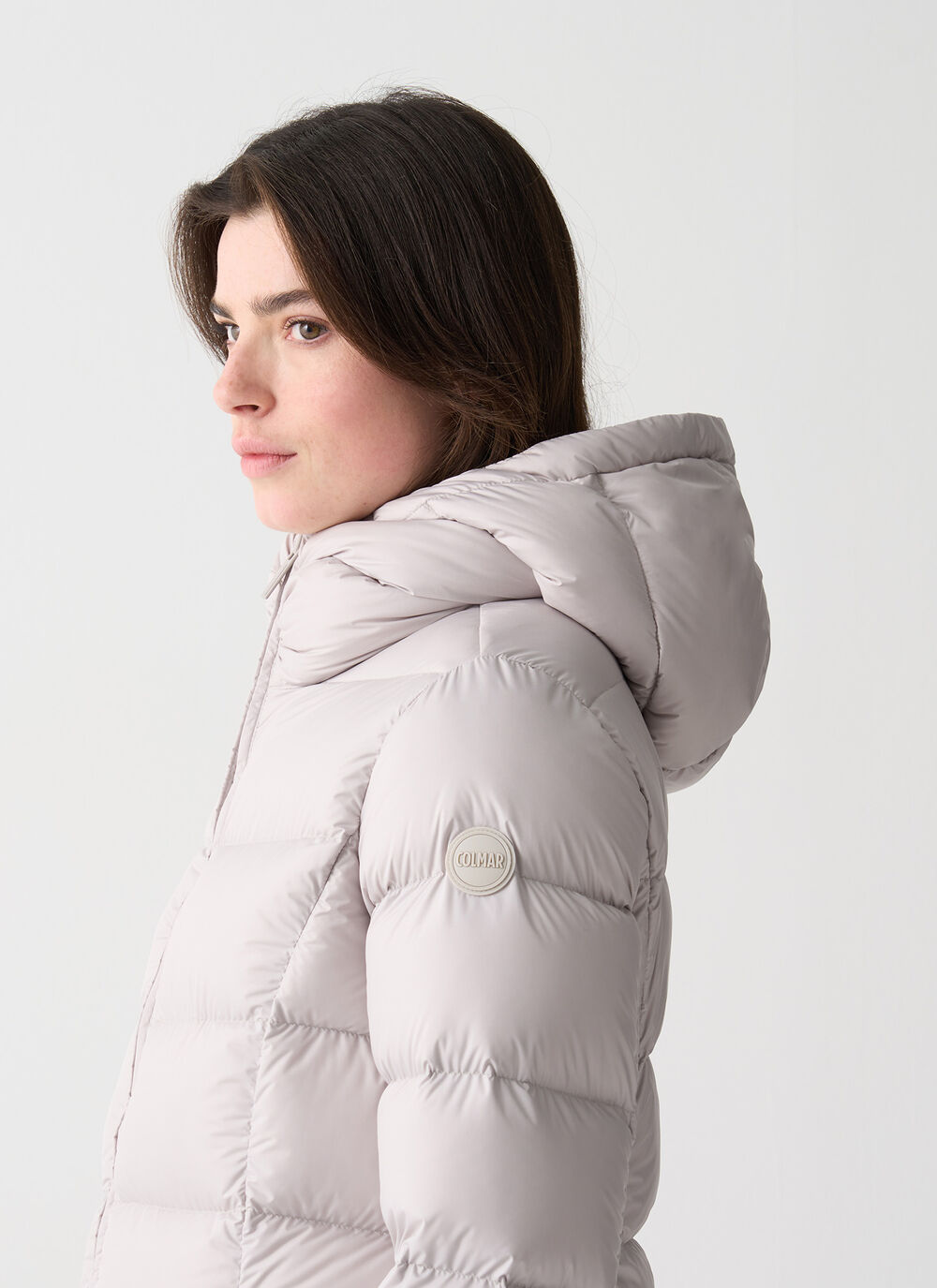 Long matte down jacket with hood image number 2