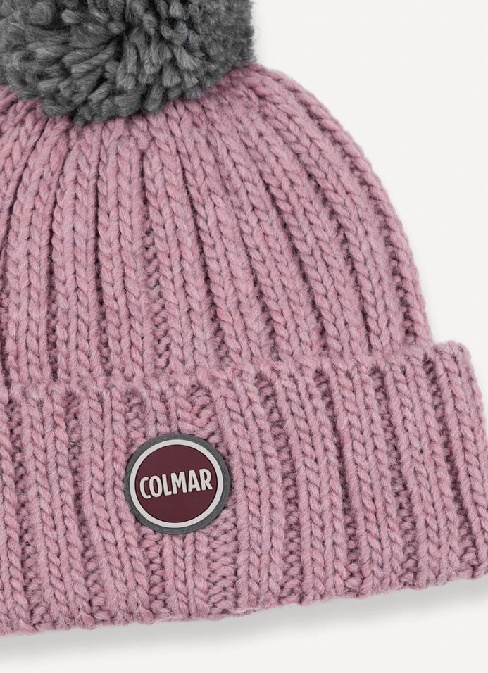 Unisex rib-knit hat with pom-pom image number 3