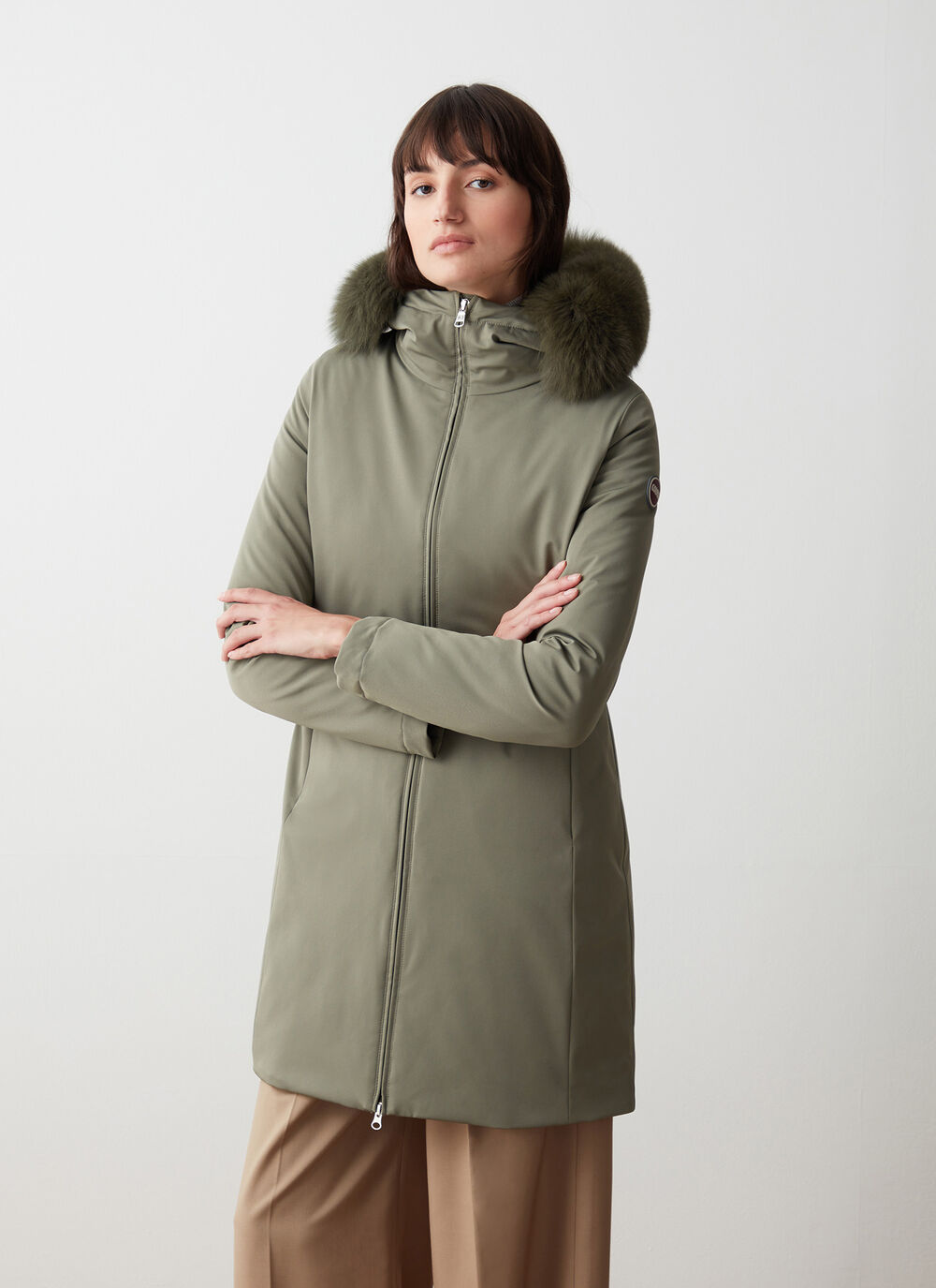 Waterproof down jacket with faux fur image number 1