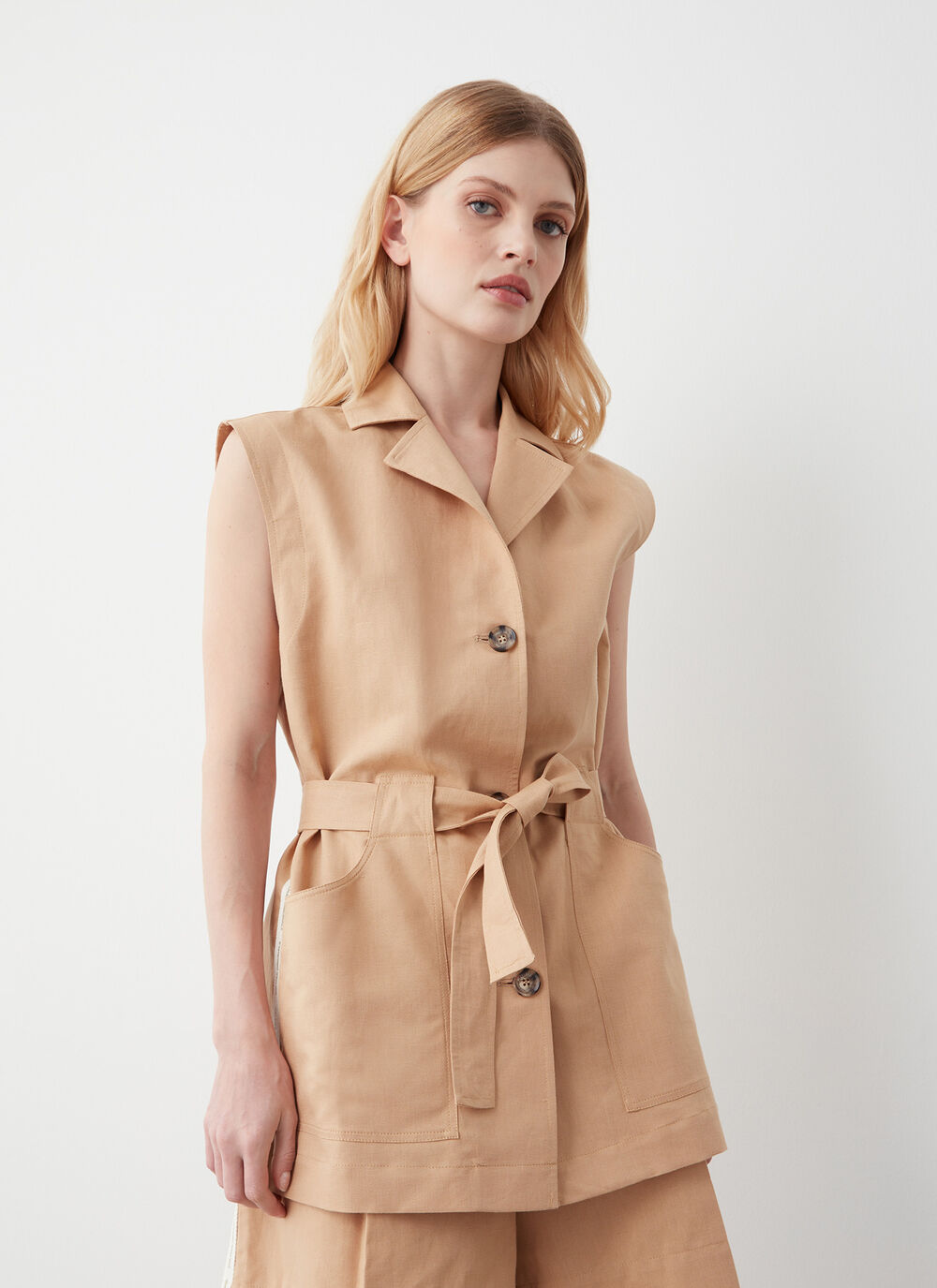 Linen shirt vest image number 0