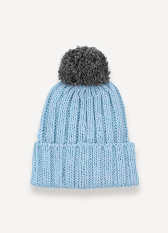 Unisex rib-knit hat with pom-pom image number 3